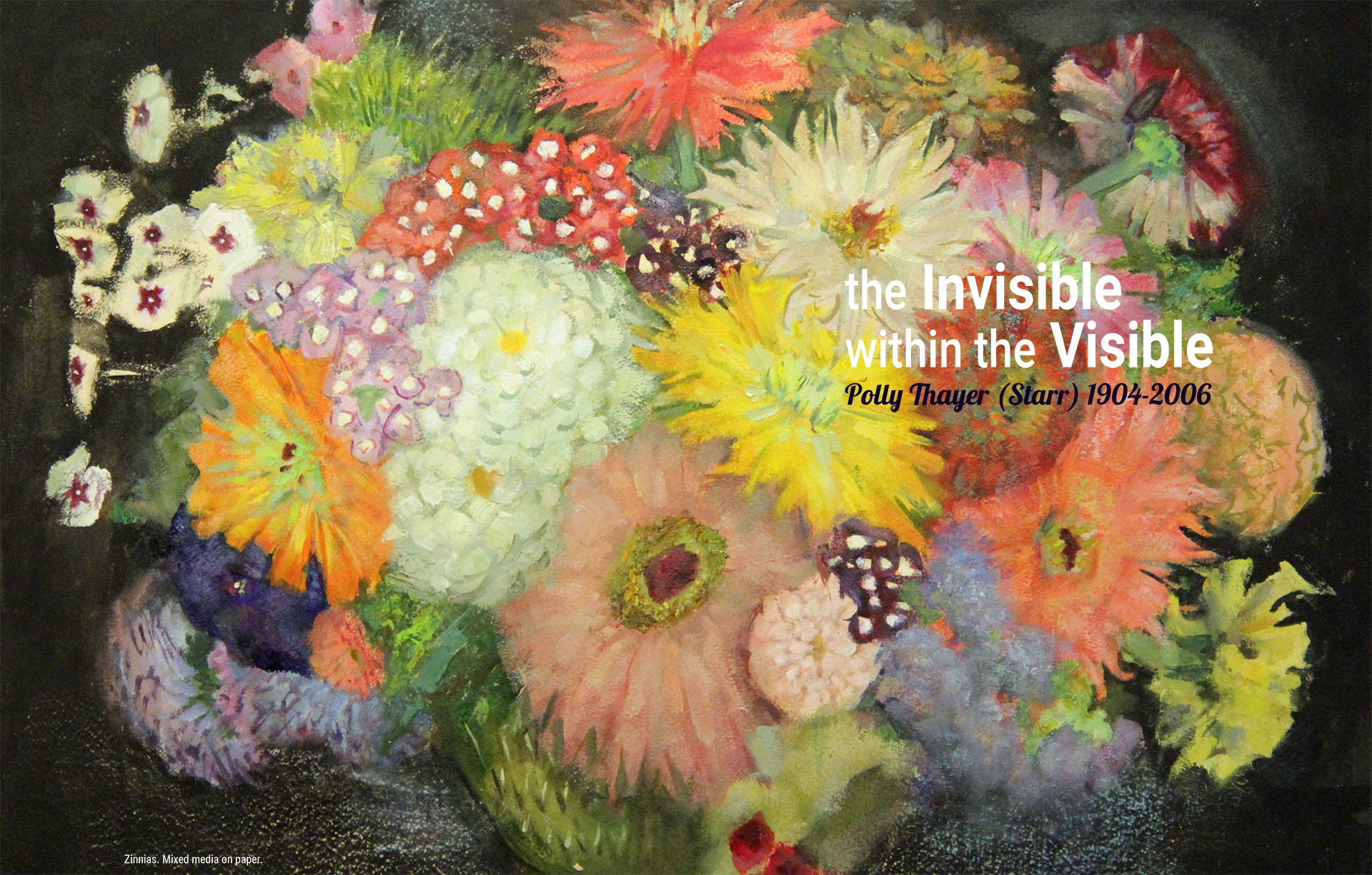 Zinnias. Mixed media on paper.